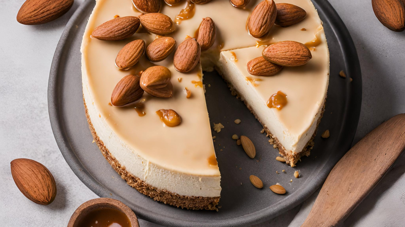 Tarta de Queso Vegana de Almendras y Caramelo